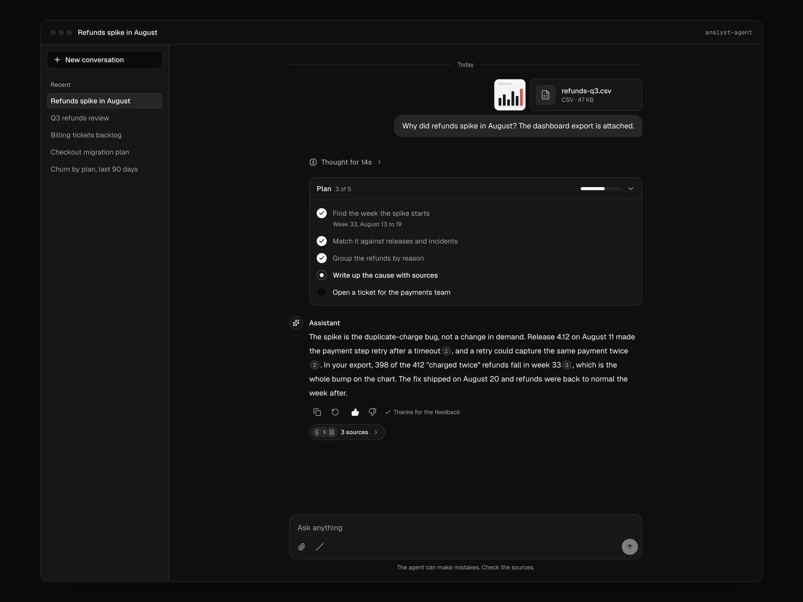 The same conversation in the dark theme