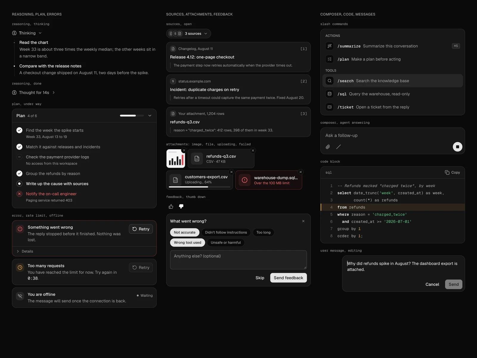 The same states in the dark theme