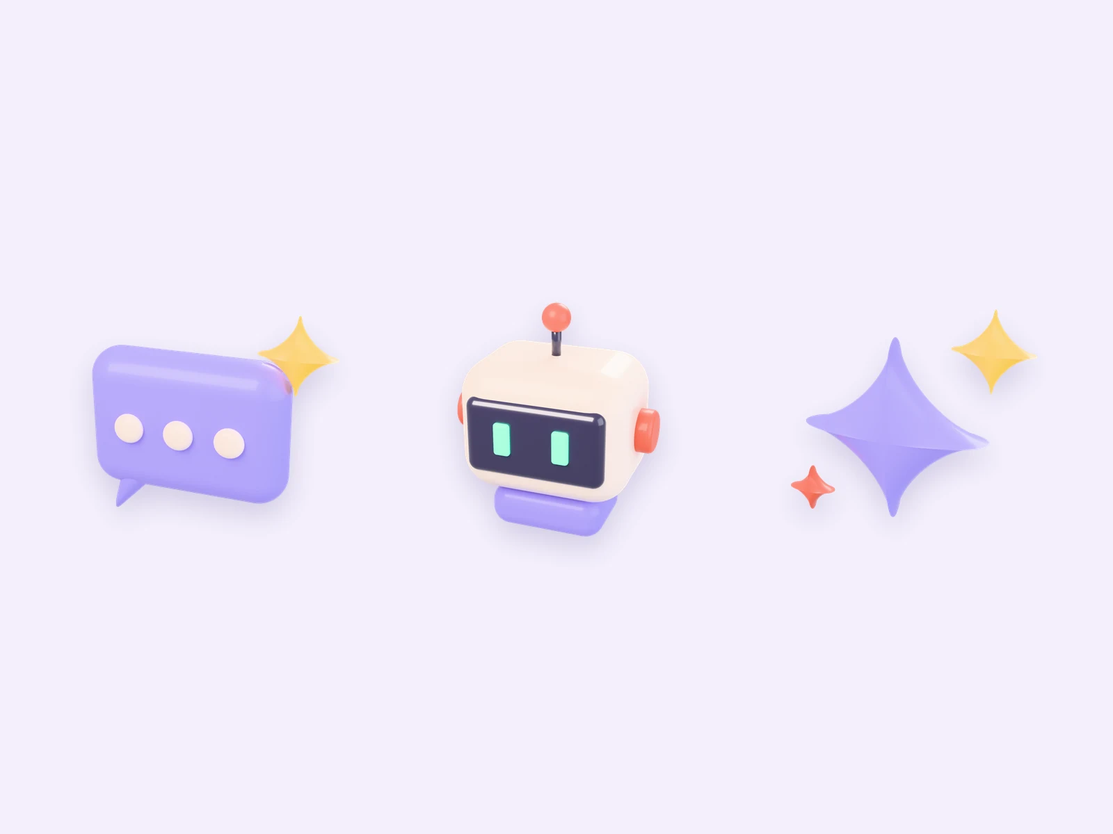 The chat, robot and sparkles up close