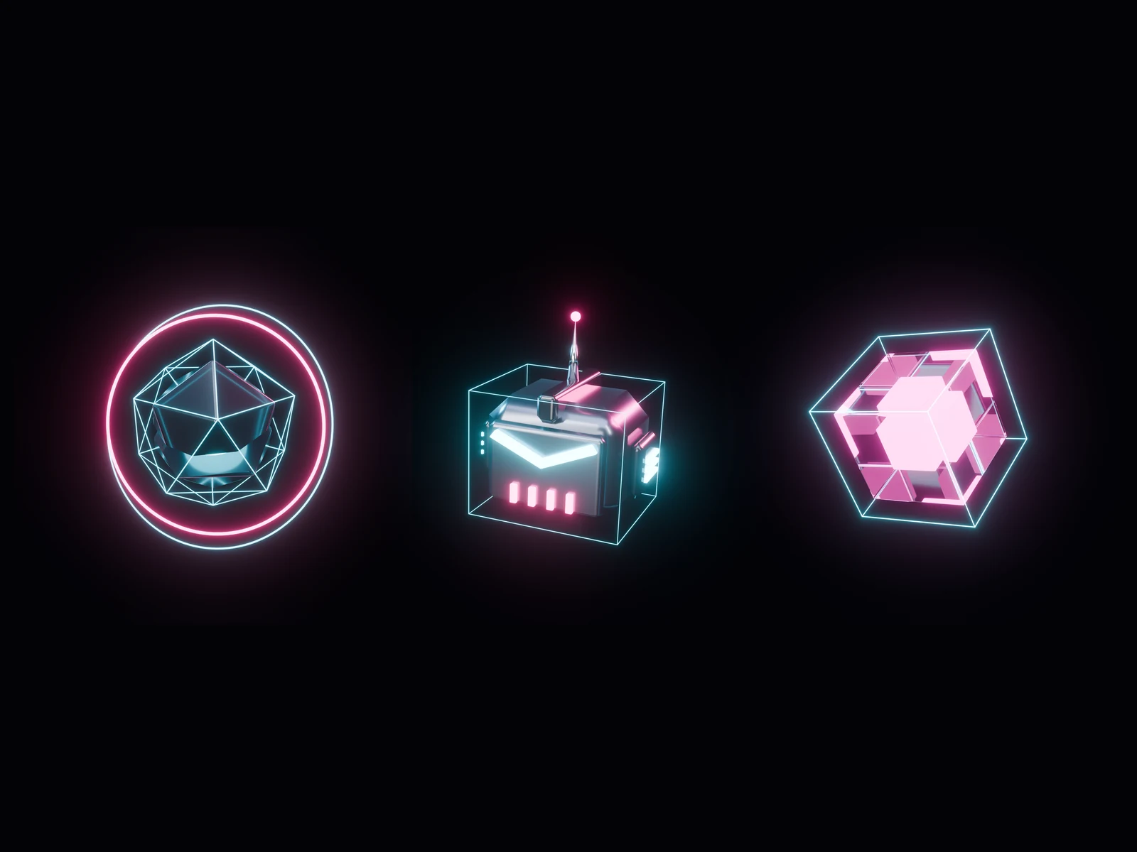 The core, robot and cube up close