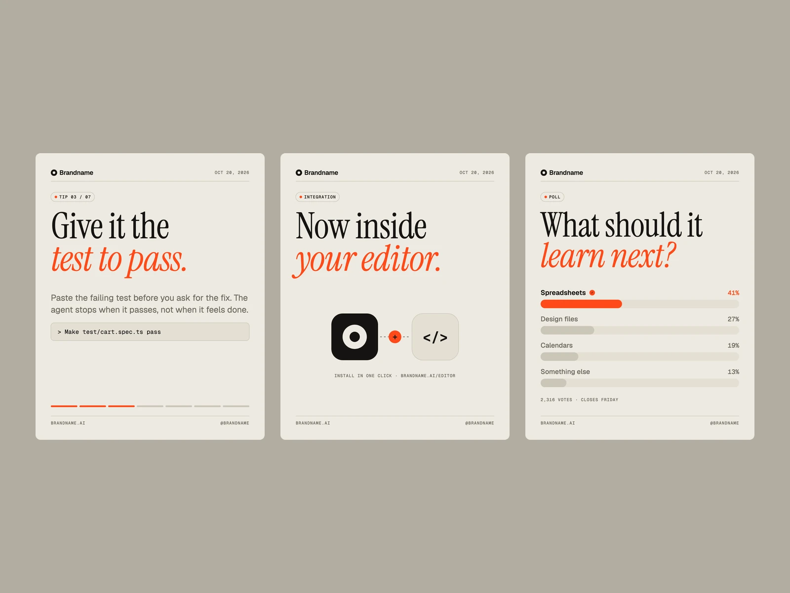 Carousel slide, Integration, Poll: portrait posters on the paper ground