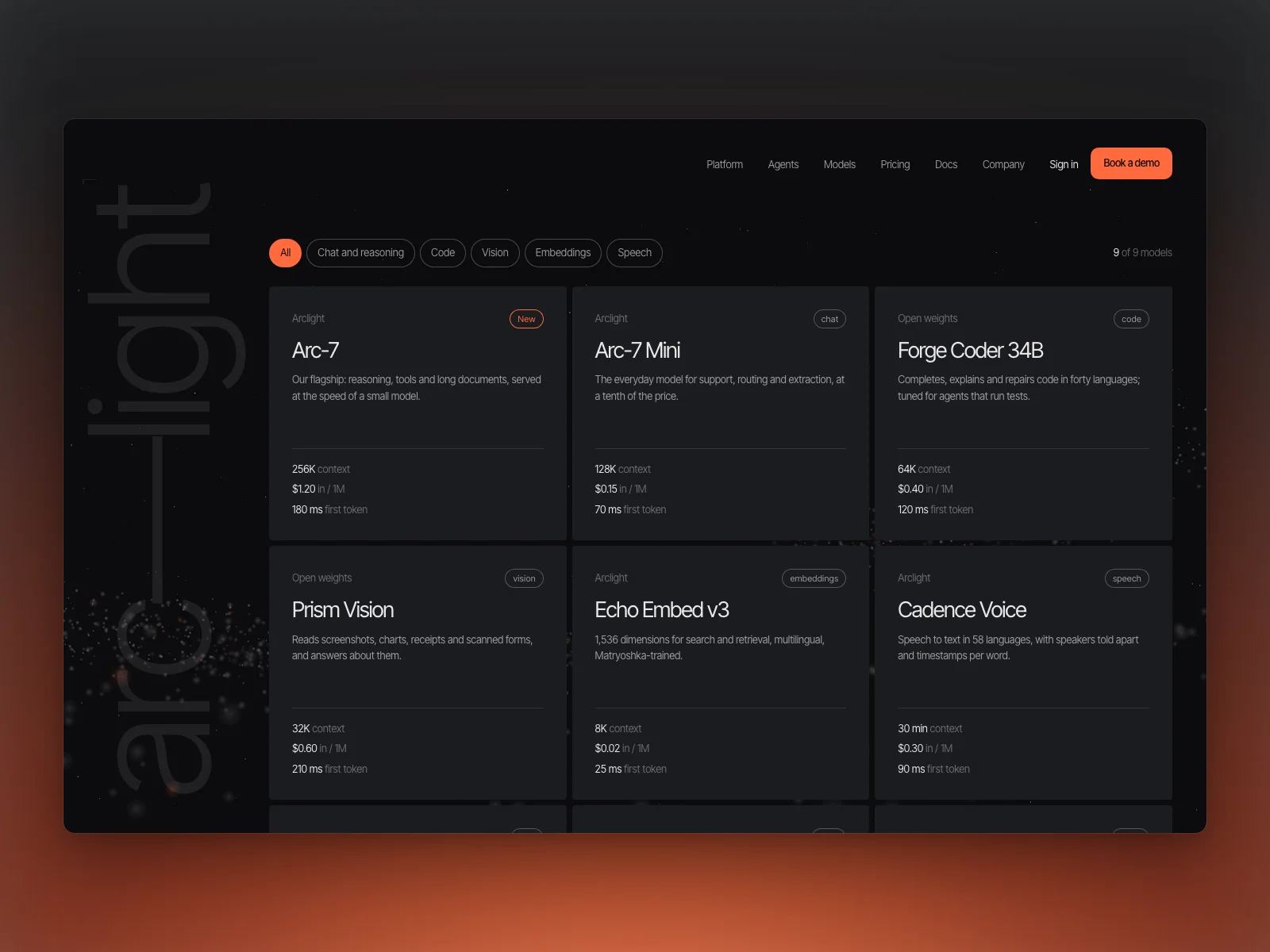 The model catalogue, filtered by task
