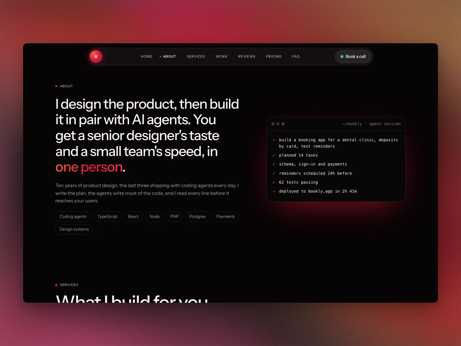 About: the statement beside an agent session building an app