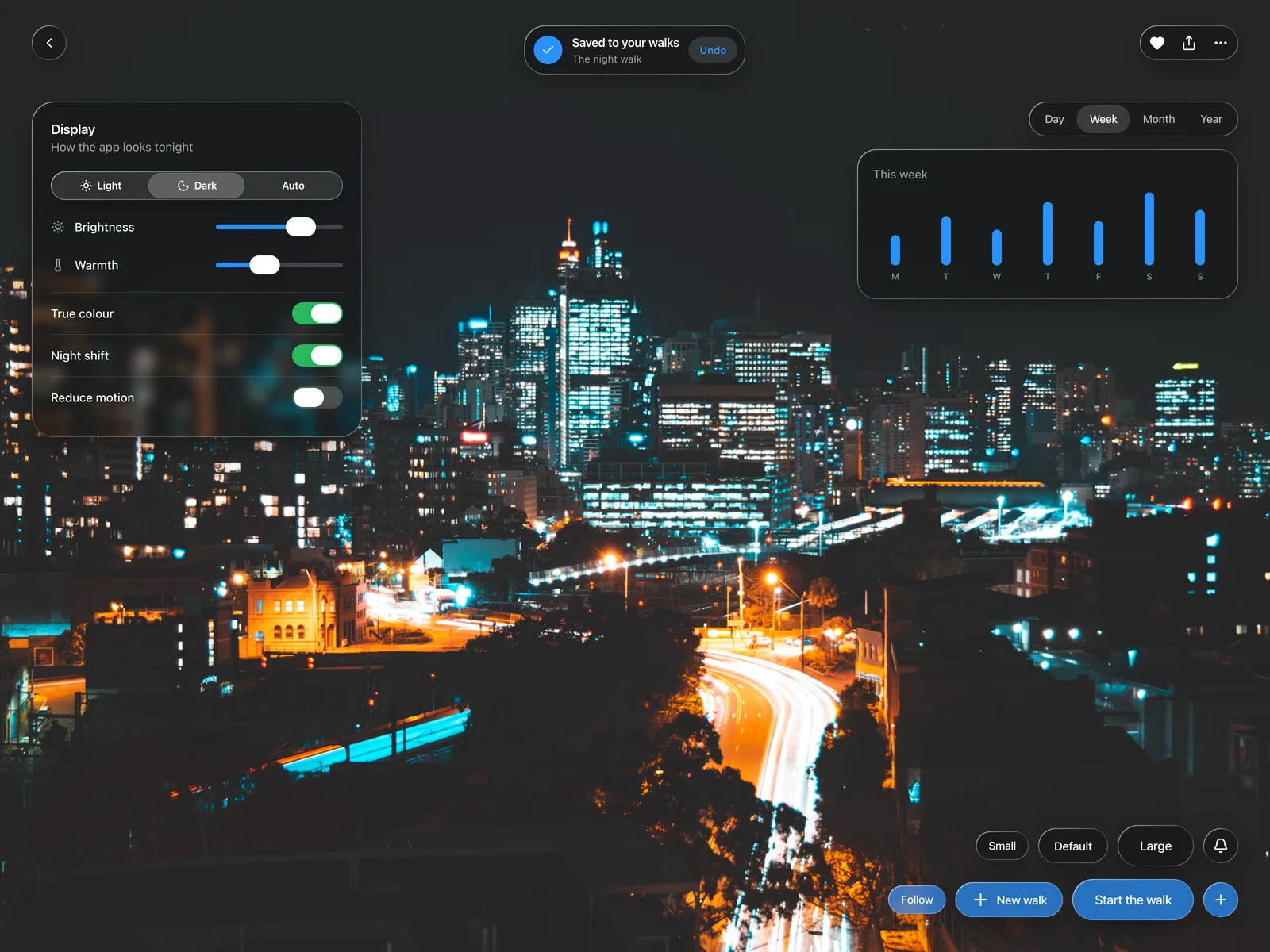 The same controls in the dark theme