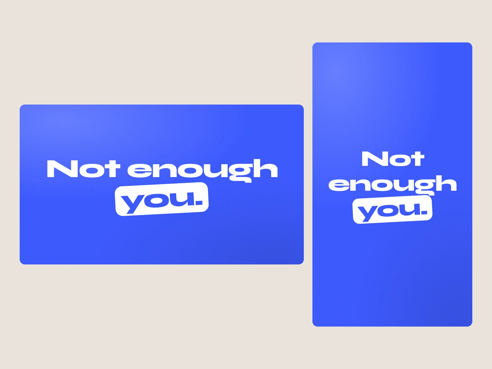 The last opening line on blue, its word set as a sticker, at 16:9 and 9:16