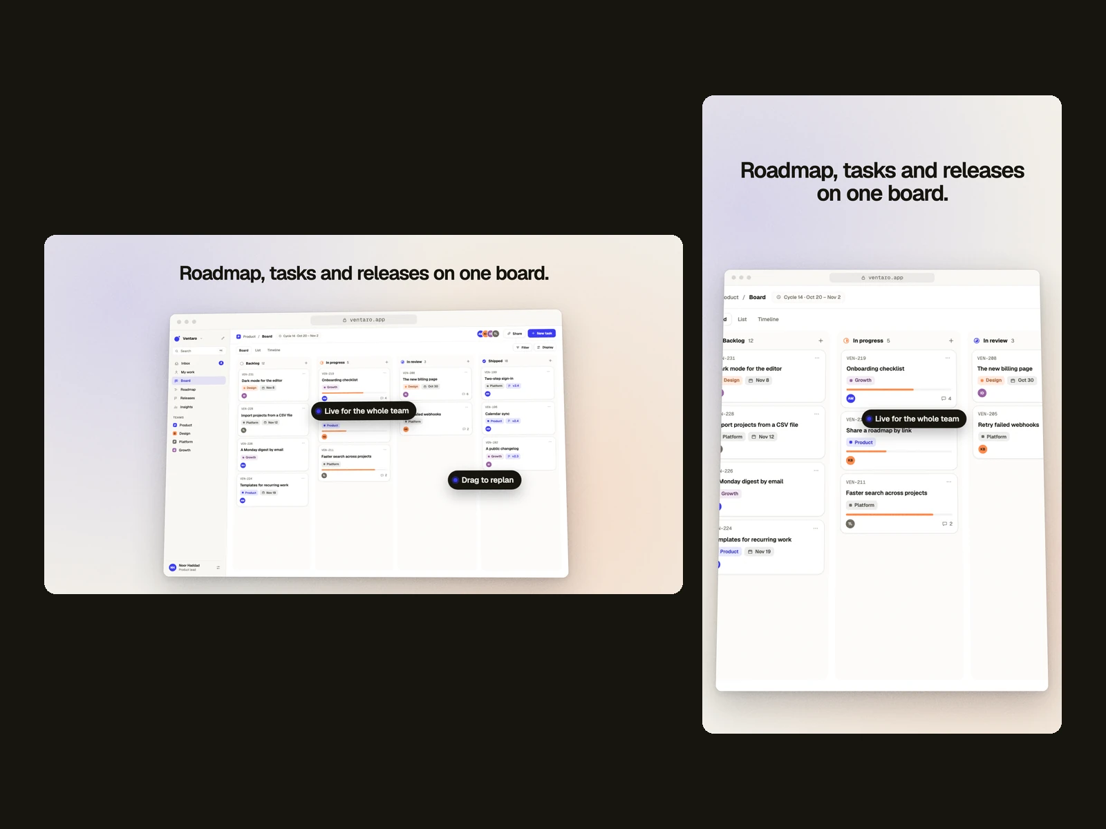 The product in its window, two labels pinned on it, at 16:9 and 9:16