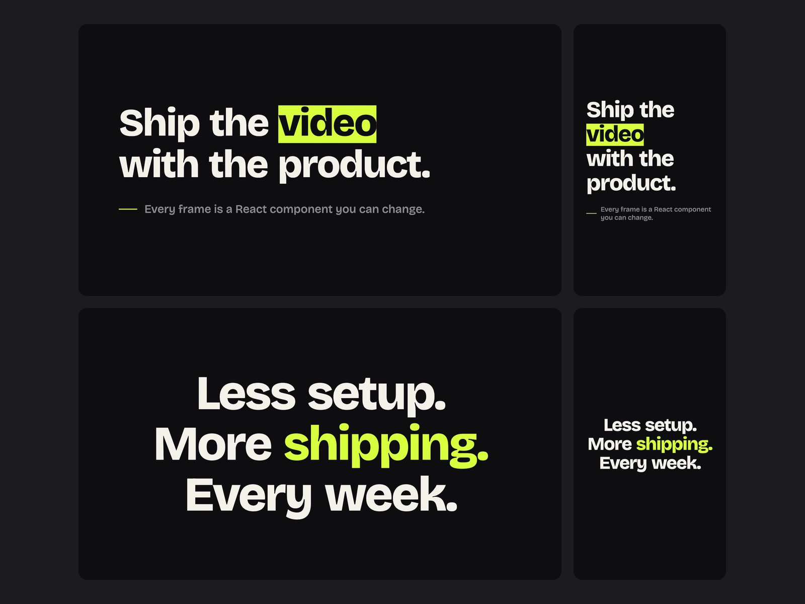 Text reveal and Kinetic headline, each at 16:9 and 9:16