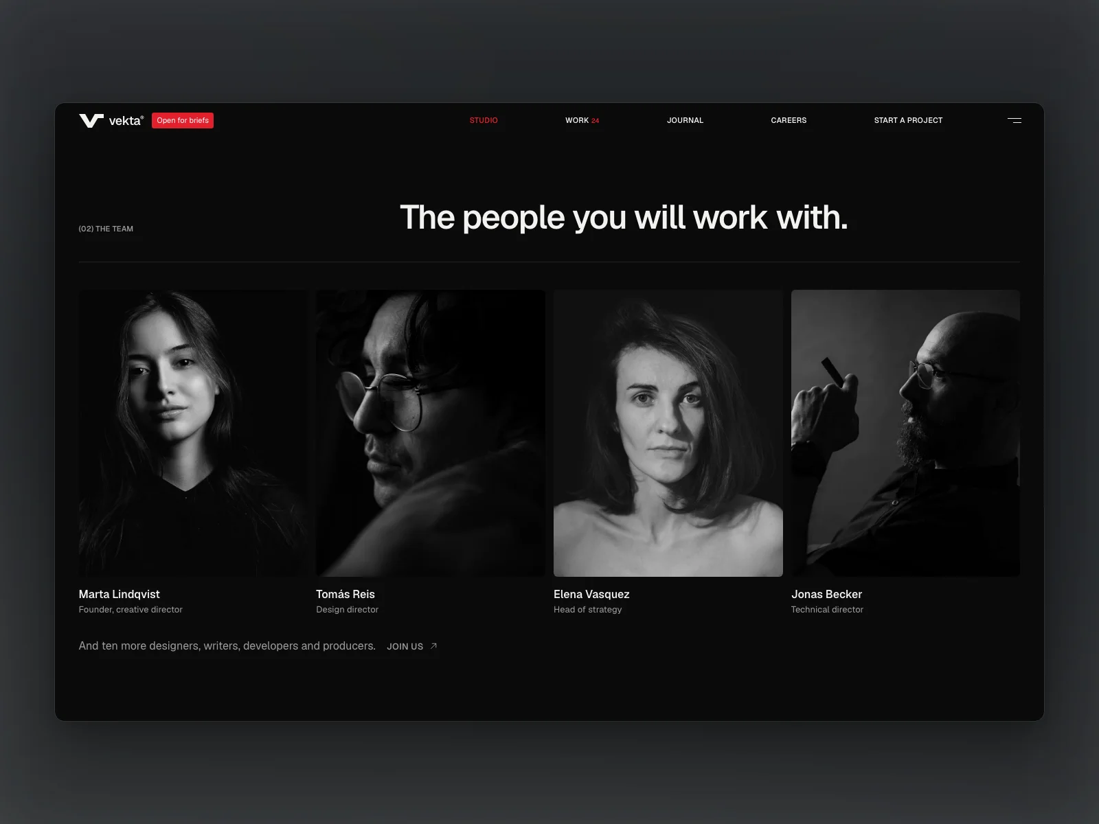 The studio's team